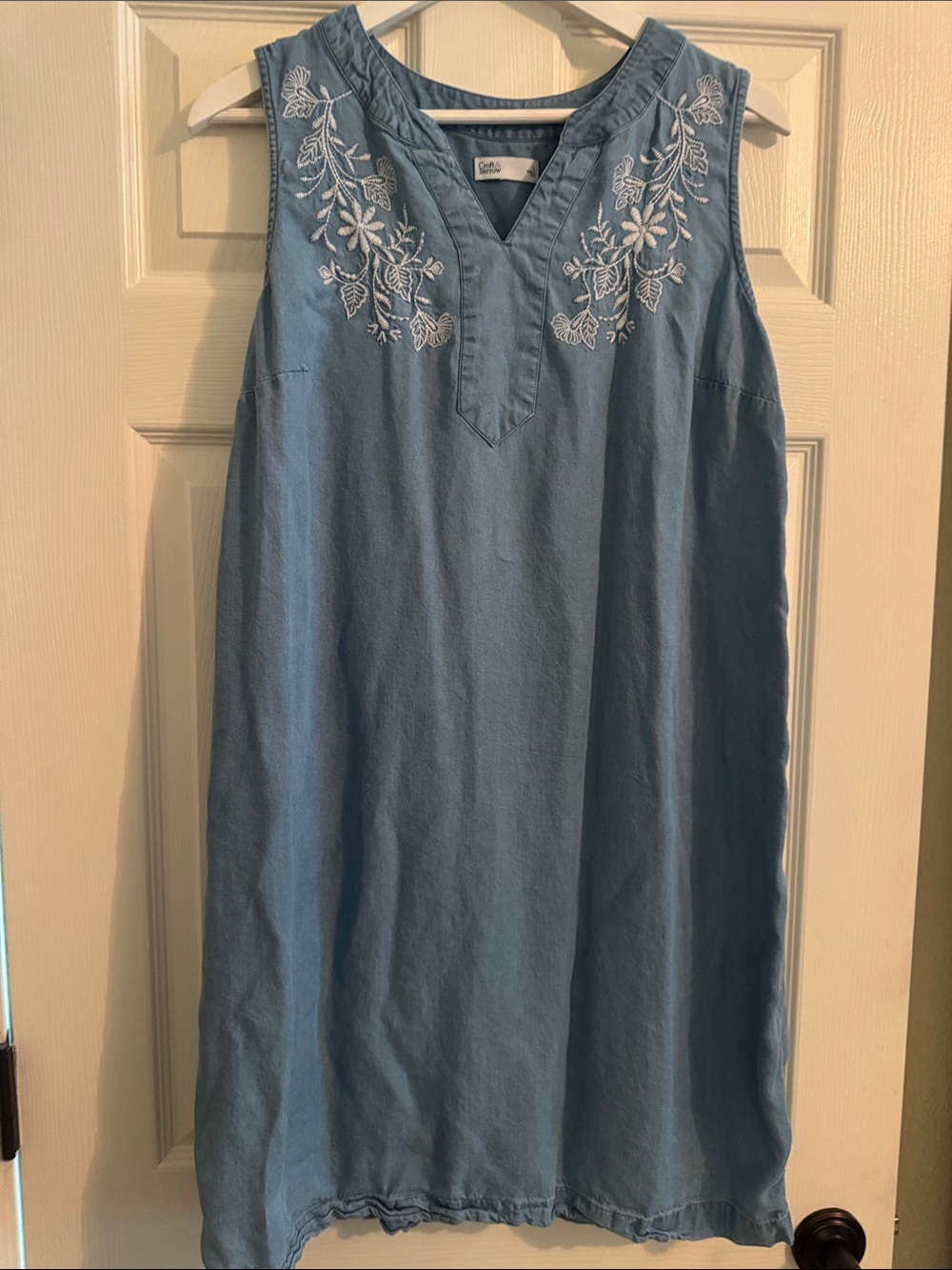 croft & barrow Light Blue Sleeveless Embroidered Midi Dress